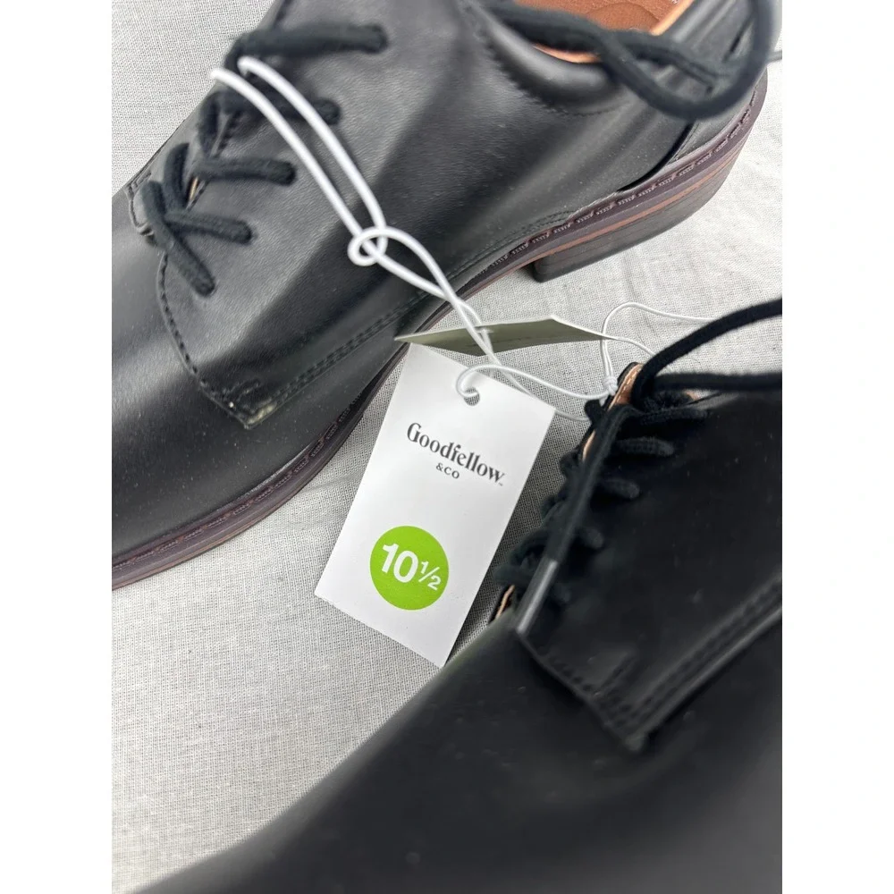 Goodfellow‎ & Co Mens Black Derby Dress Shoes Memory Foam Lace Up Size 10.5